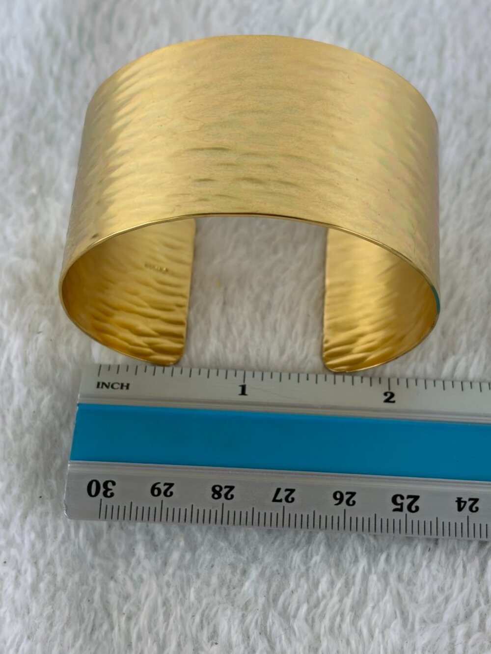 Vintage Napier Statement Cuff Bracelet Hammered Gold Tone 1970s Gold Tone